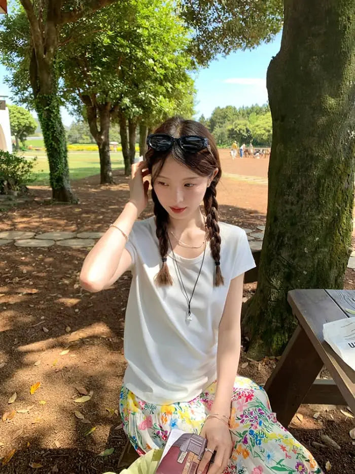 水彩風 花柄プリント フレアスカート LUMIYUMI