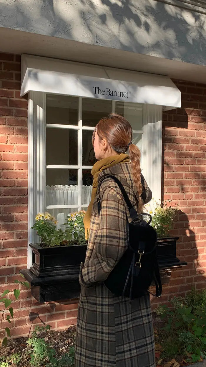 レトロチェック柄ウールコート LUMIYUMI