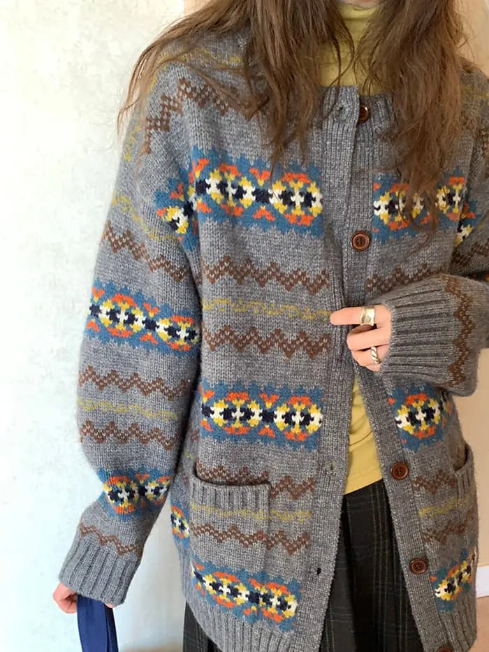 フェアアイル柄 ゆったり ふわもち カーディガン LUMIYUMI