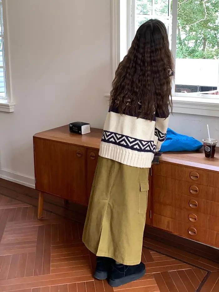 雪柄 ジャカード ZIP カーディガン LUMIYUMI