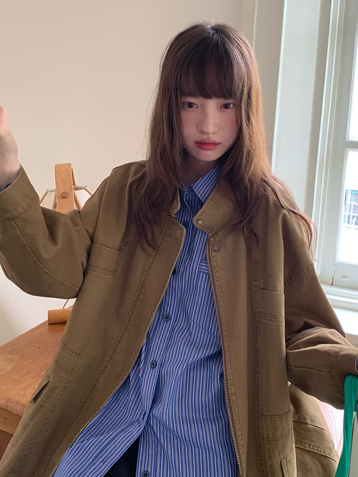 ルーズ ドロップショルダー ストライプ シャツ LUMIYUMI