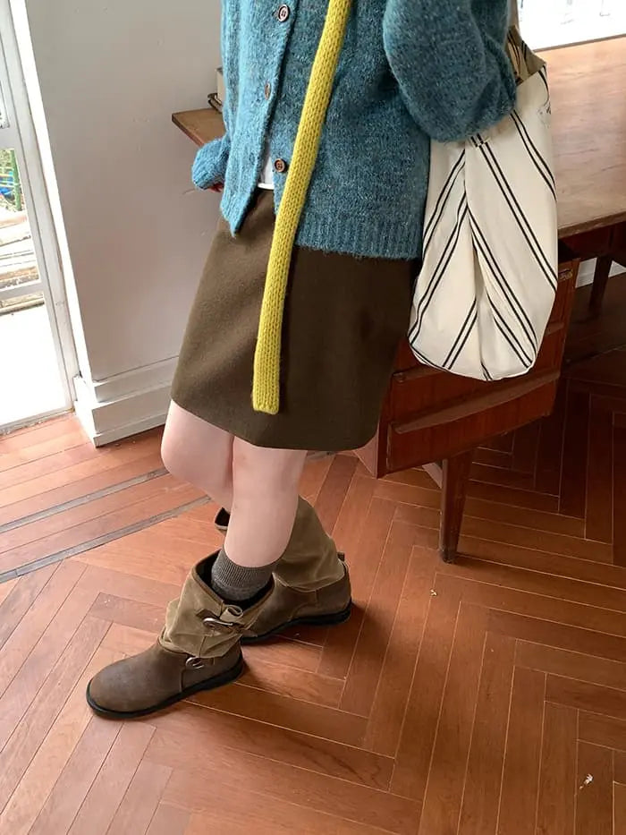 サイドボタン ハイウエスト ミニスカート LUMIYUMI