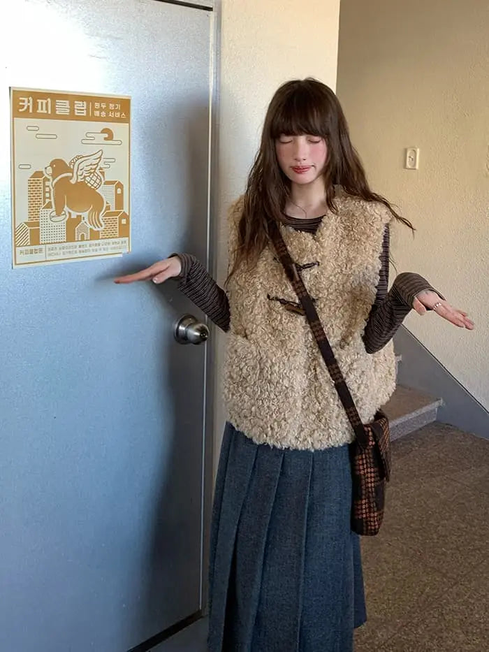 レトロ ループファー ダッフルベスト LUMIYUMI