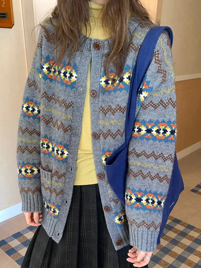フェアアイル柄 ゆったり ふわもち カーディガン LUMIYUMI