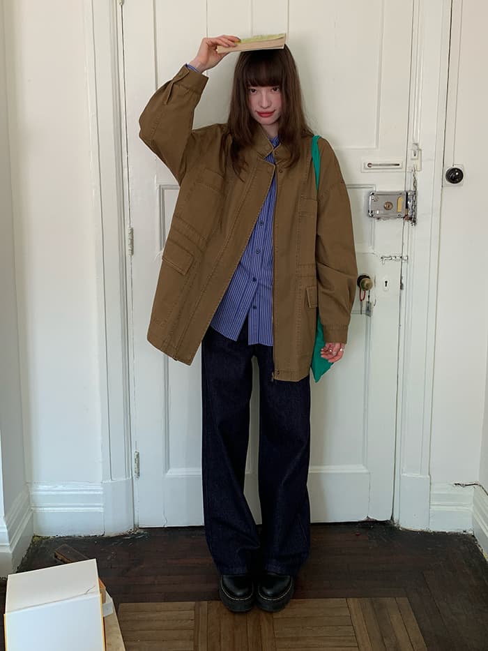 ストレート ゆったり ウォッシュ デニムパンツ LUMIYUMI