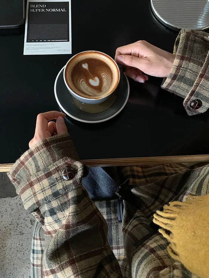 レトロチェック柄ウールコート LUMIYUMI