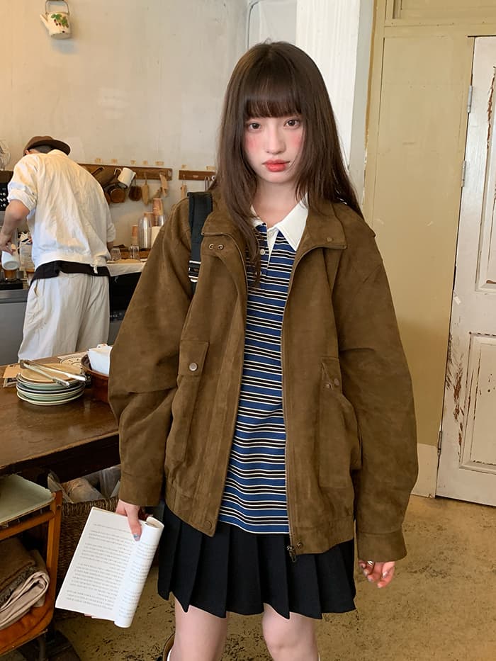 ボーダー柄 ポロ襟 長袖 Tシャツ LUMIYUMI
