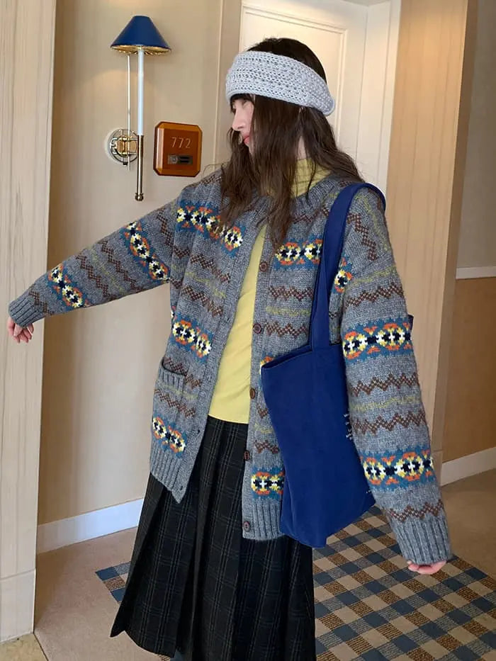 フェアアイル柄 ゆったり ふわもち カーディガン LUMIYUMI