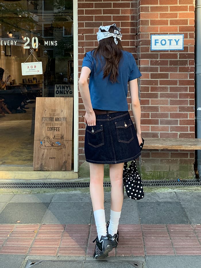 ワッペン 刺繍 スリムフィット Tシャツ LUMIYUMI
