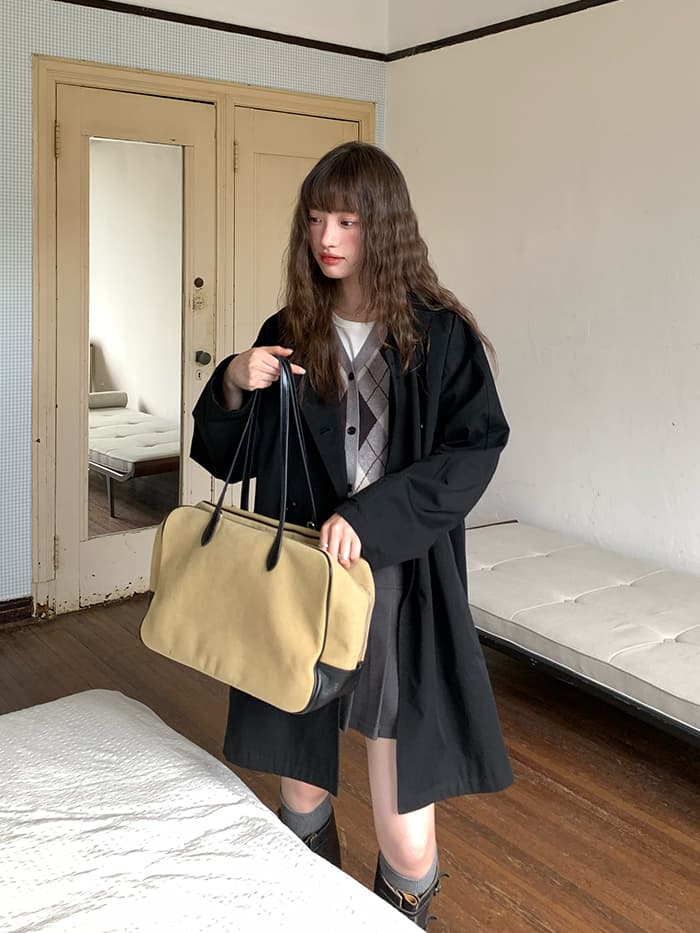 大人可愛い ミドル丈 丸襟 トレンチコート LUMIYUMI