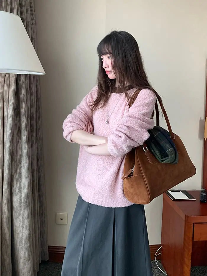 襟配色 ふわもち ニットプルオーバー LUMIYUMI