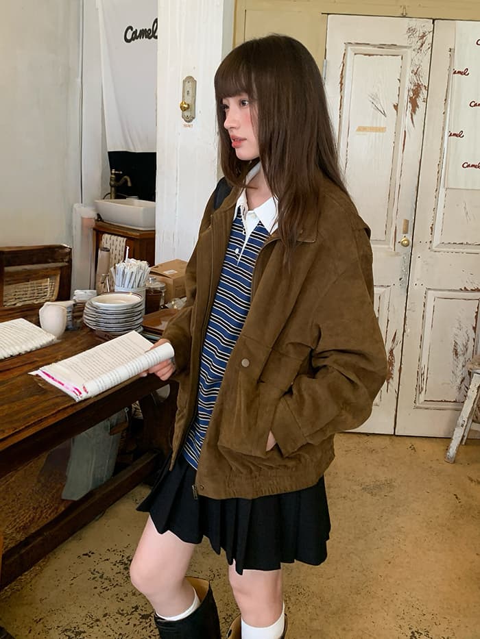 ボーダー柄 ポロ襟 長袖 Tシャツ LUMIYUMI