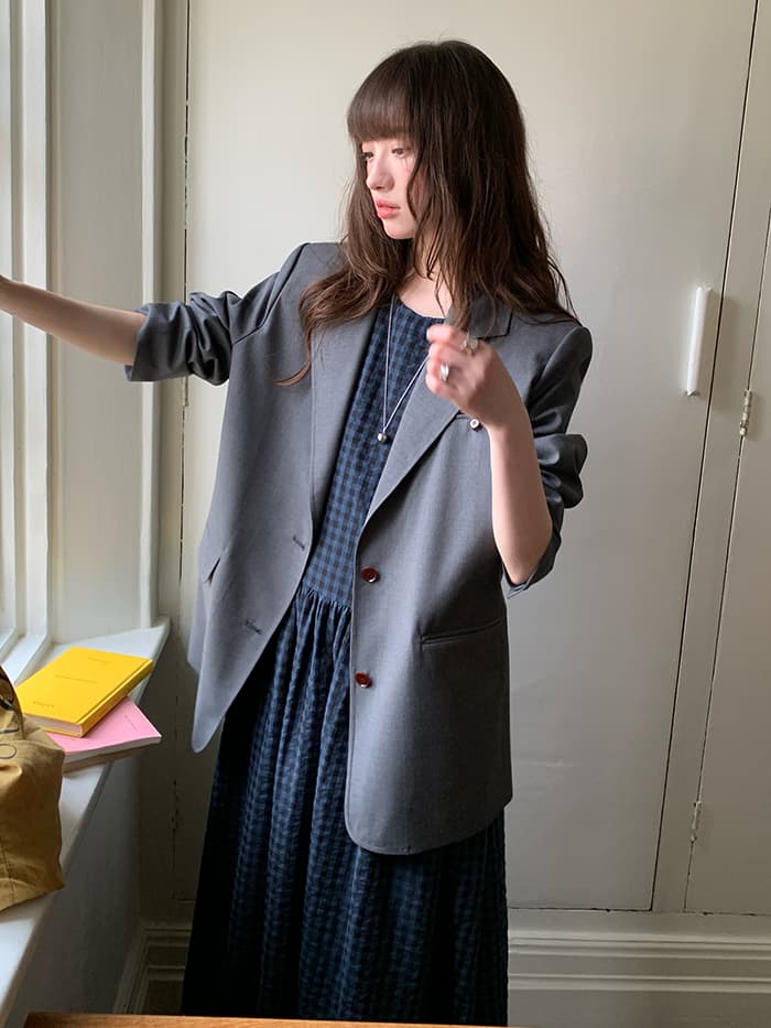 斜め前立て ゆったり ベストワンピース LUMIYUMI