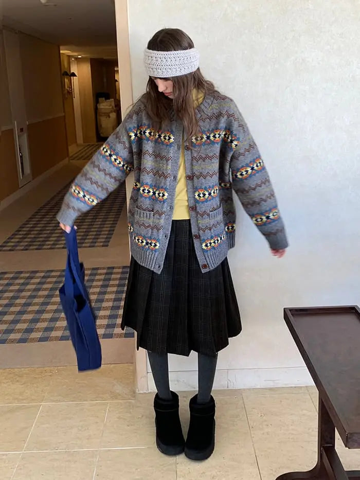 フェアアイル柄 ゆったり ふわもち カーディガン LUMIYUMI