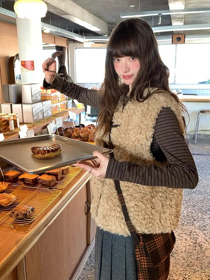 レトロ ループファー ダッフルベスト LUMIYUMI