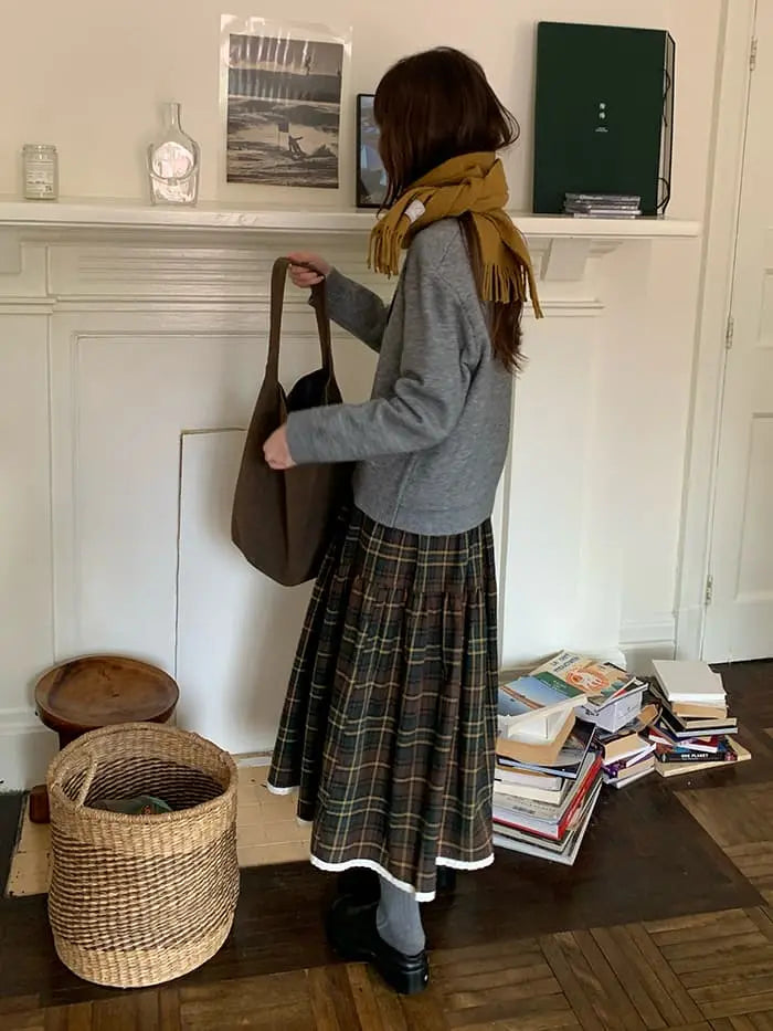 ガーリー チェック レース切替 スカート LUMIYUMI