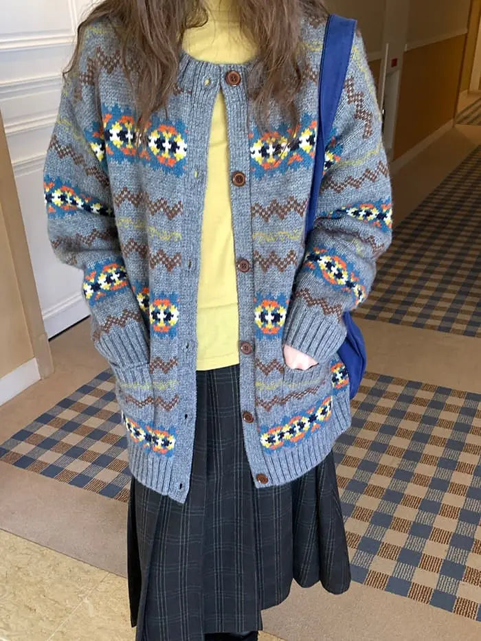 フェアアイル柄 ゆったり ふわもち カーディガン LUMIYUMI