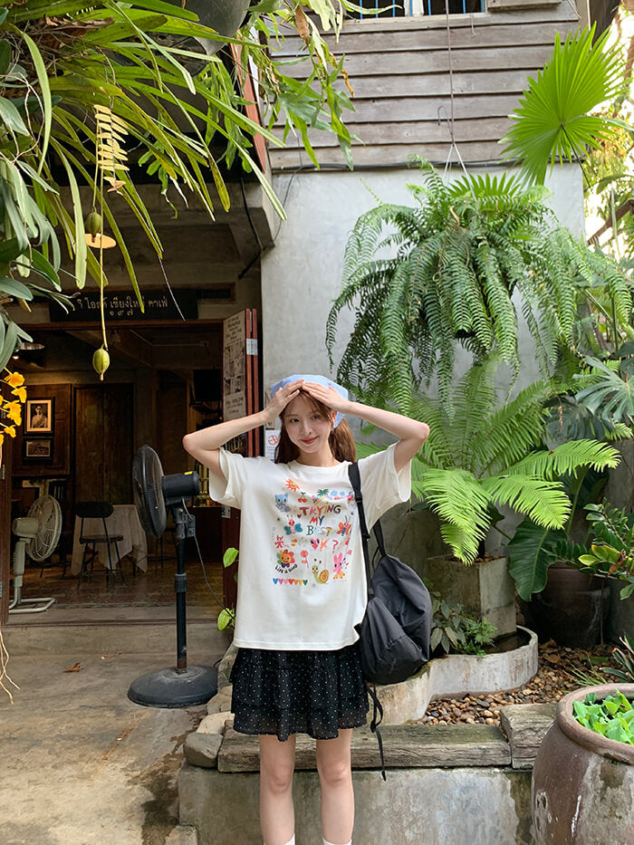 グラフィティプリント Oversize Tシャツ - LUMIYUMI