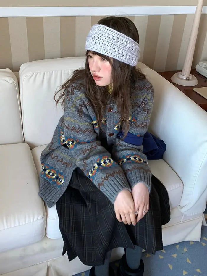 フェアアイル柄 ゆったり ふわもち カーディガン LUMIYUMI