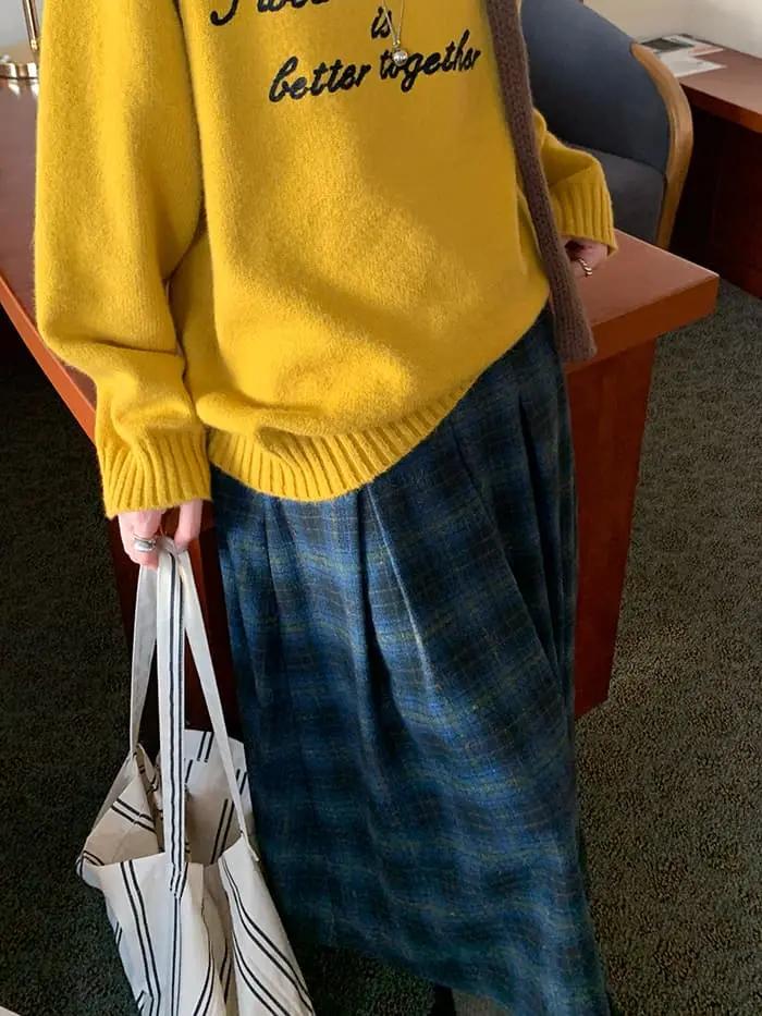 チェック柄 Aライン ミモレ丈 スカート LUMIYUMI