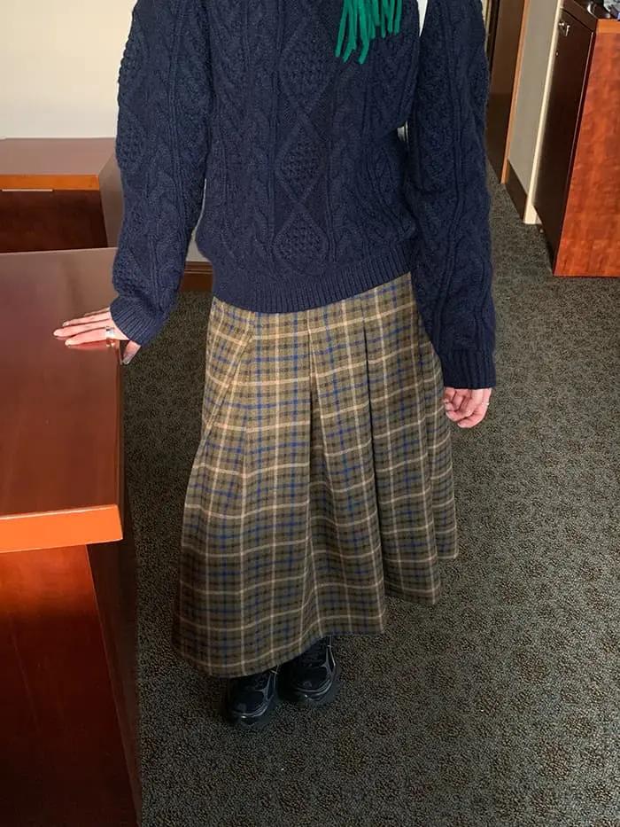 チェック柄 Aライン ミモレ丈 スカート LUMIYUMI