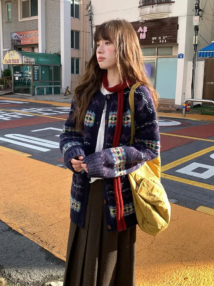 フェアアイル柄 ゆったり ふわもち カーディガン LUMIYUMI