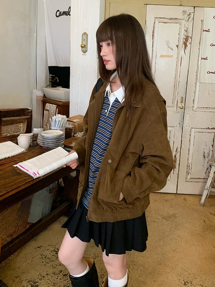 レトロ スエード ジップ ジャケット LUMIYUMI