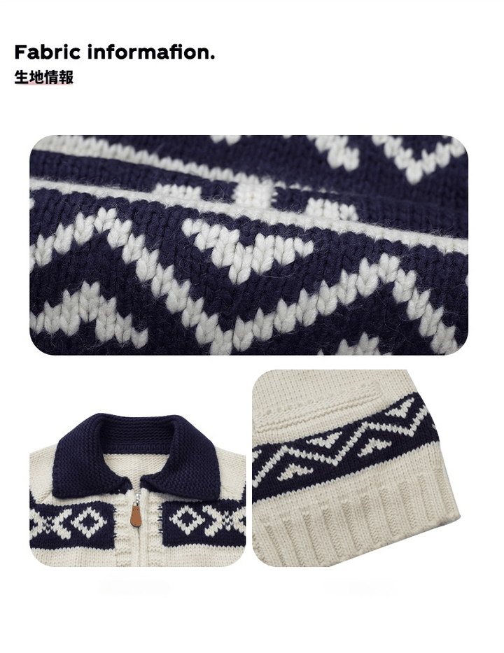 雪柄 ジャカード ZIP カーディガン LUMIYUMI