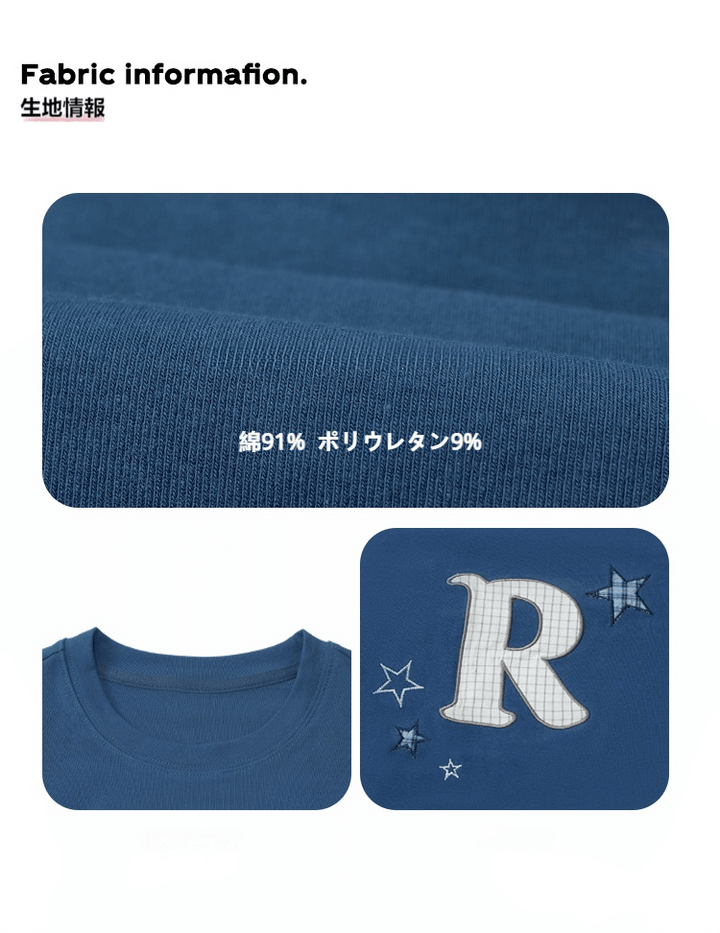 ワッペン 刺繍 スリムフィット Tシャツ LUMIYUMI