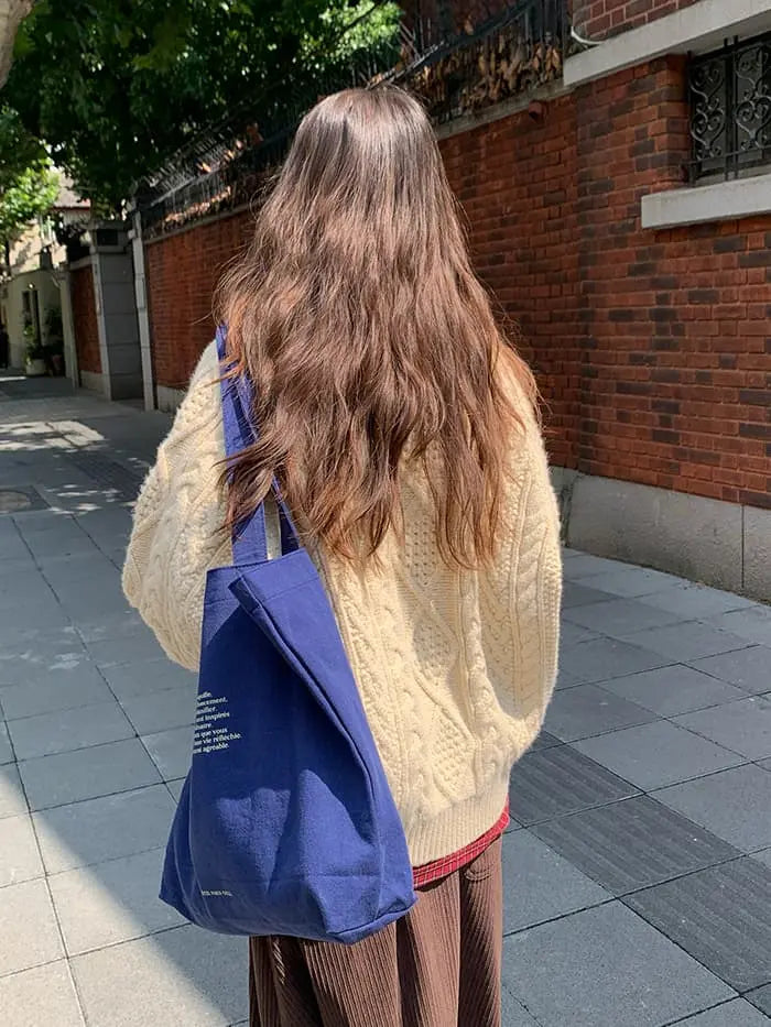 ケーブル編み クルーネック 厚手セーター LUMIYUMI