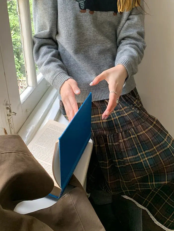 ガーリー チェック レース切替 スカート LUMIYUMI