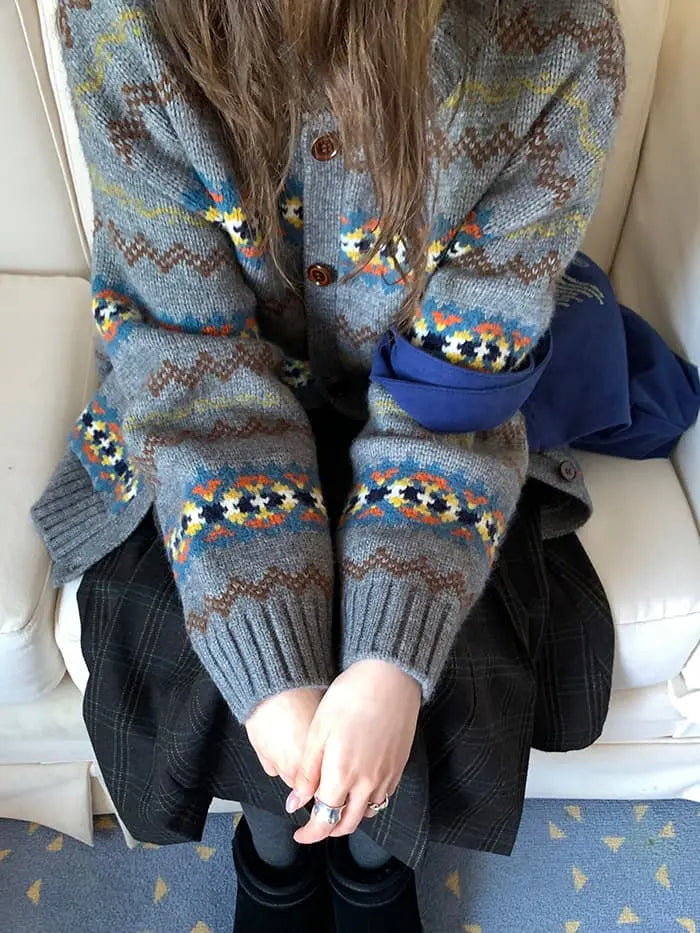 フェアアイル柄 ゆったり ふわもち カーディガン LUMIYUMI