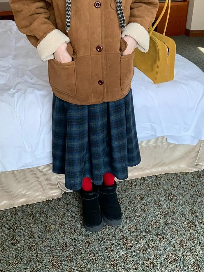 チェック柄 Aライン ミモレ丈 スカート LUMIYUMI