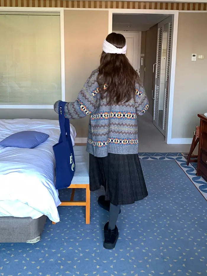 フェアアイル柄 ゆったり ふわもち カーディガン LUMIYUMI