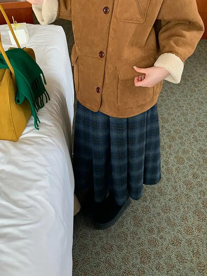 チェック柄 Aライン ミモレ丈 スカート LUMIYUMI