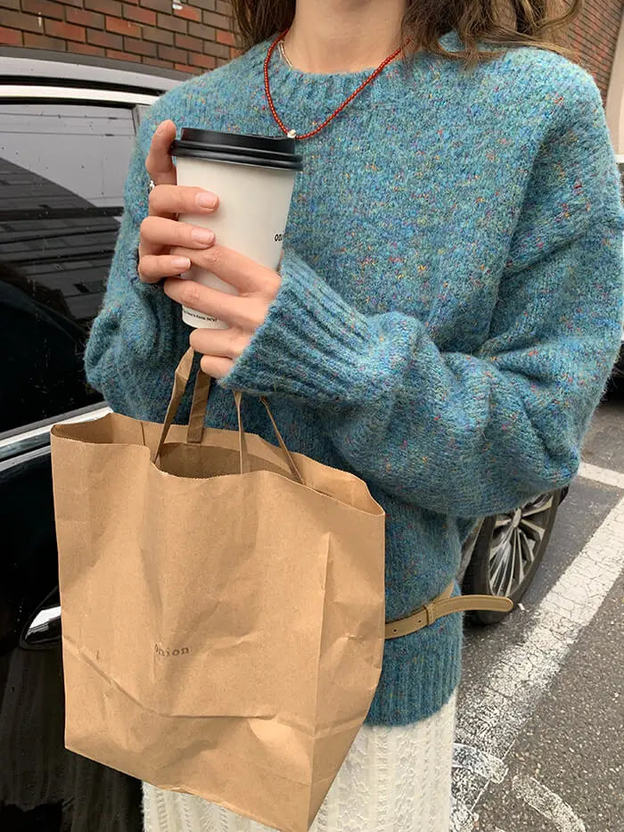 ゆったり シンプル カラーネップ セーター - LUMIYUMI