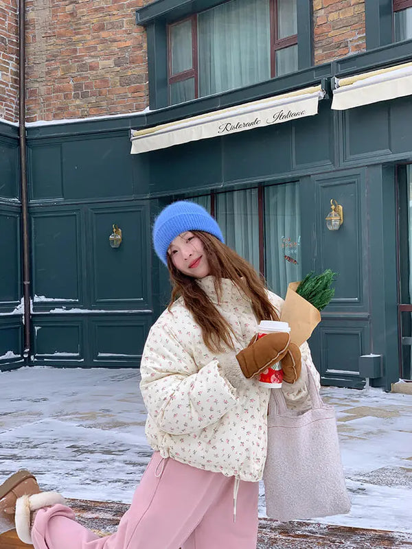 2WAYリバーシブル 小花柄 ダウンジャケット LUMIYUMI