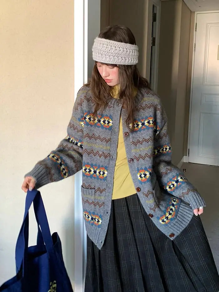 フェアアイル柄 ゆったり ふわもち カーディガン LUMIYUMI