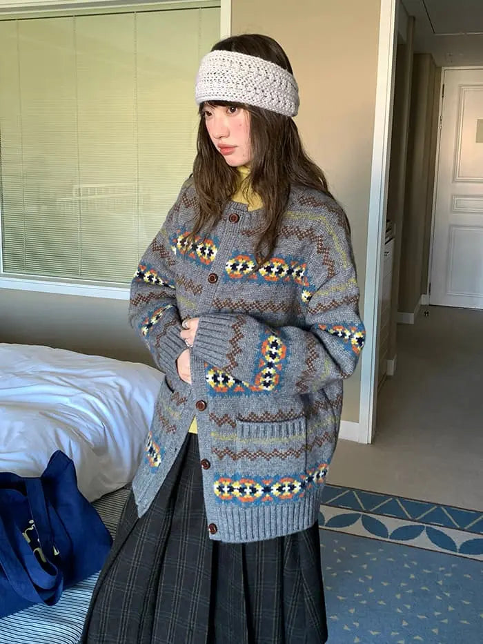 フェアアイル柄 ゆったり ふわもち カーディガン LUMIYUMI