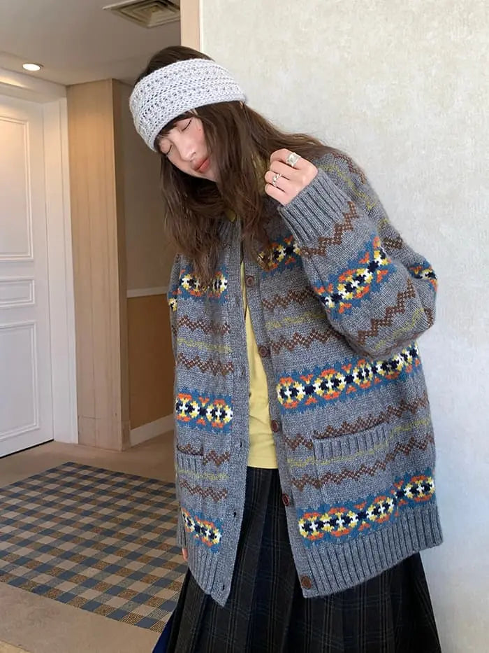 フェアアイル柄 ゆったり ふわもち カーディガン LUMIYUMI