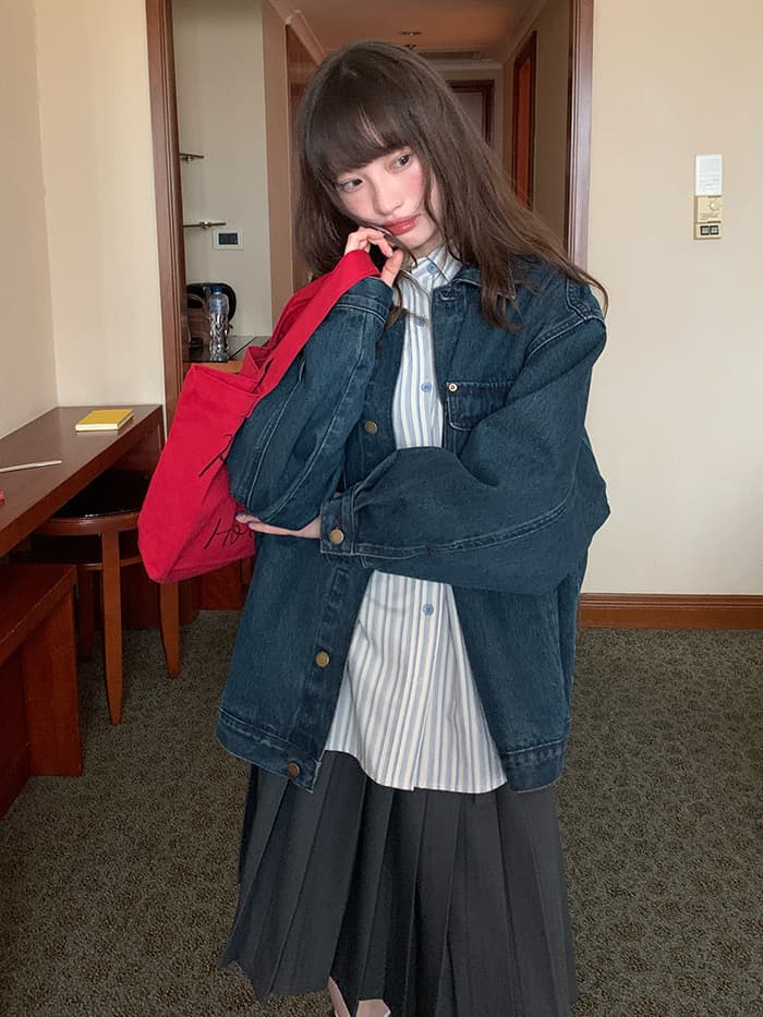 ルーズ ドロップショルダー ストライプ シャツ LUMIYUMI