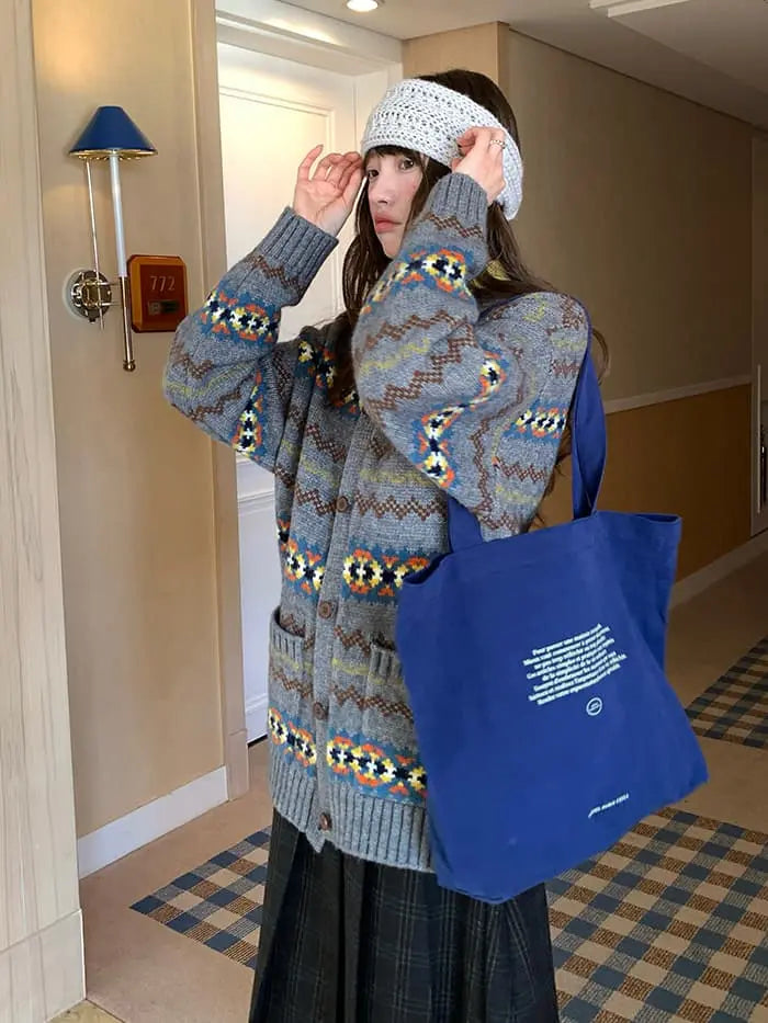 フェアアイル柄 ゆったり ふわもち カーディガン LUMIYUMI