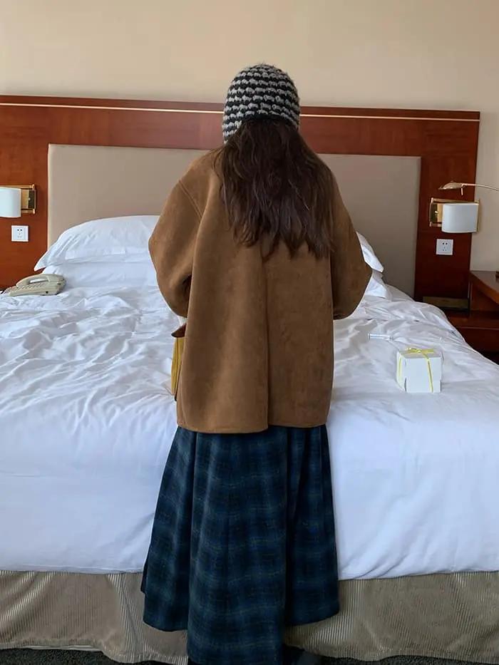 チェック柄 Aライン ミモレ丈 スカート LUMIYUMI