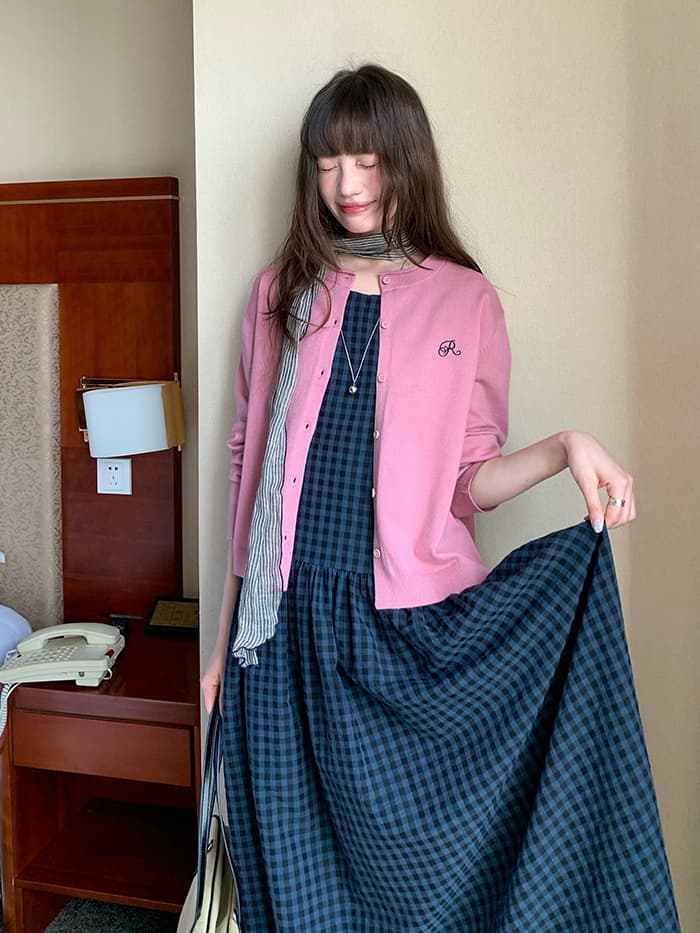 斜め前立て ゆったり ベストワンピース LUMIYUMI