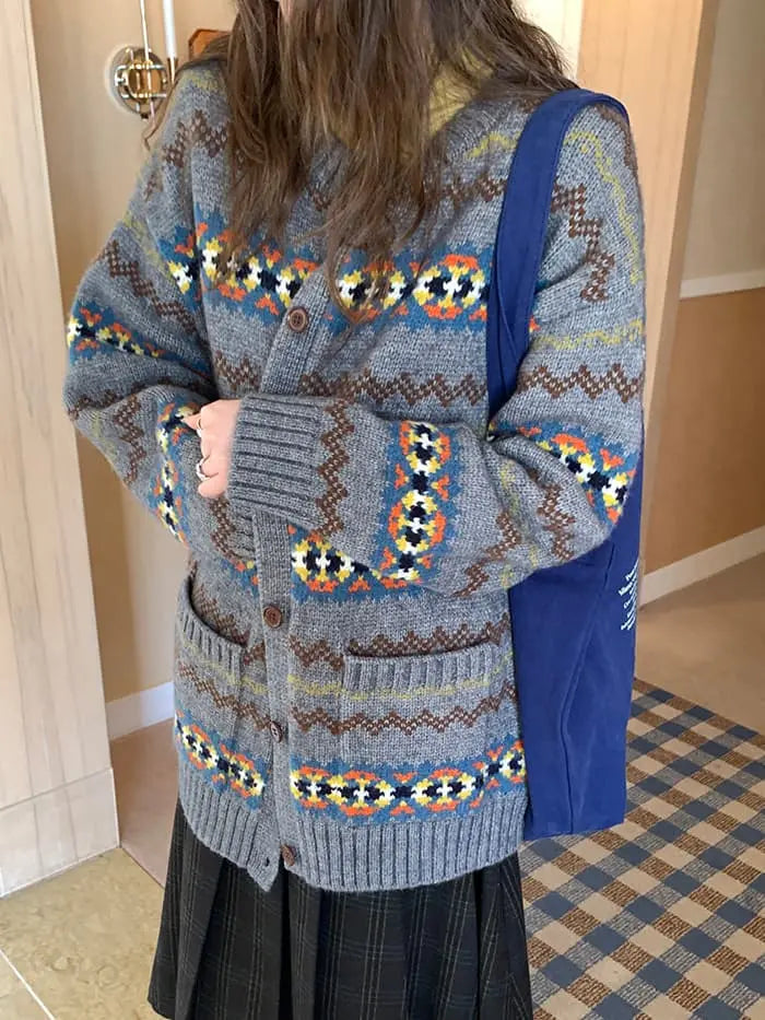 フェアアイル柄 ゆったり ふわもち カーディガン LUMIYUMI