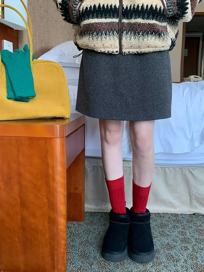 サイドボタン ハイウエスト ミニスカート LUMIYUMI