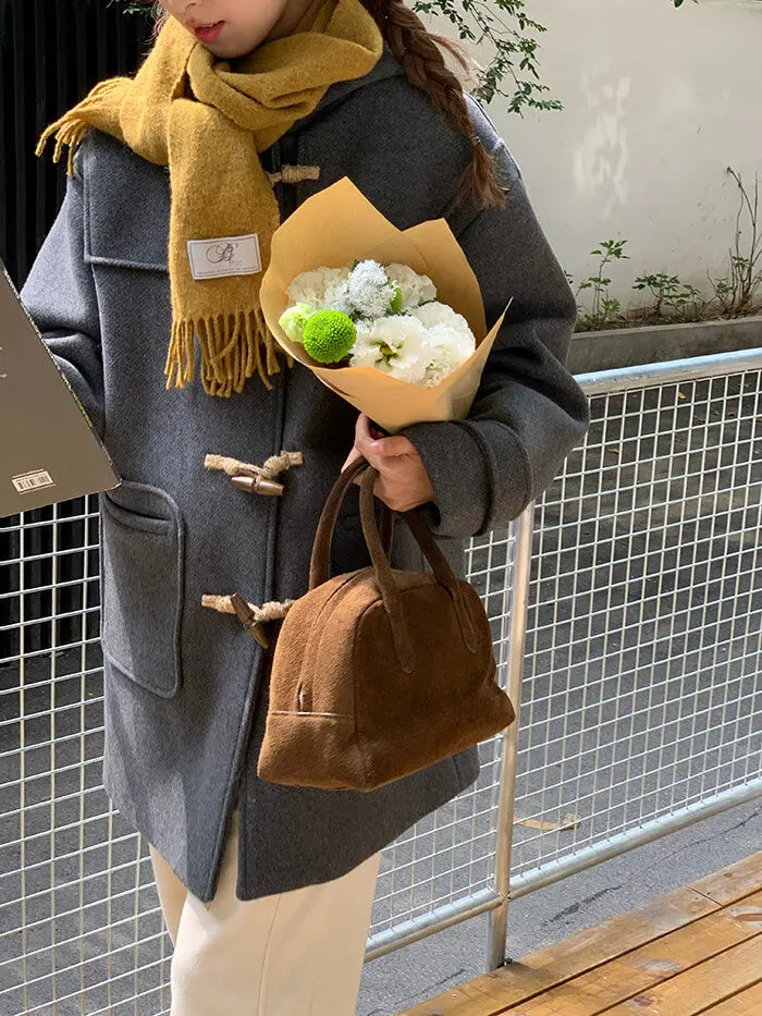 ルーズ ミドル丈 フード付 ダッフルコート - LUMIYUMI