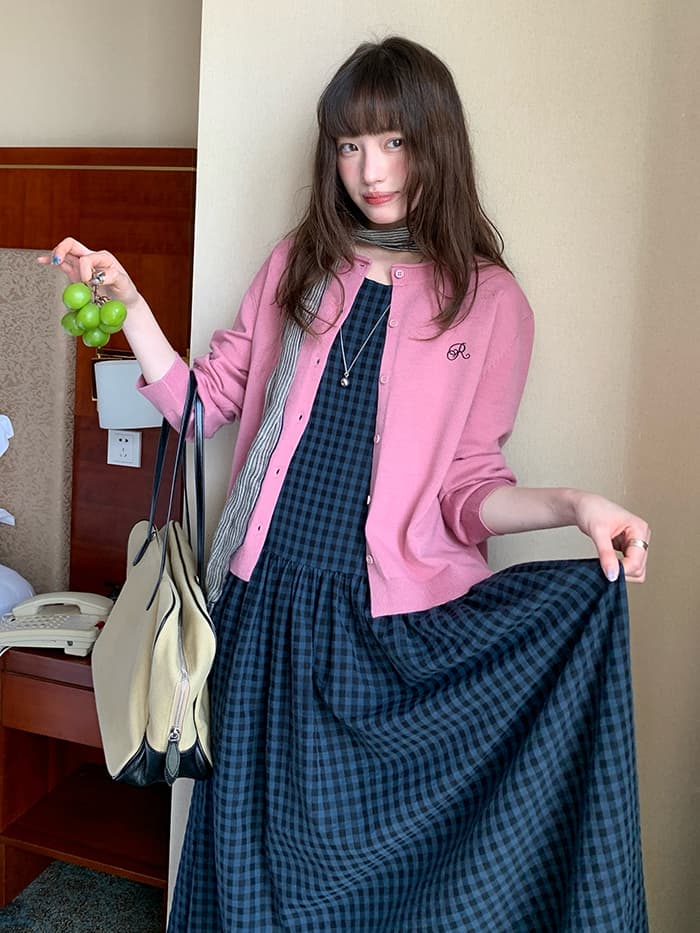 斜め前立て ゆったり ベストワンピース LUMIYUMI