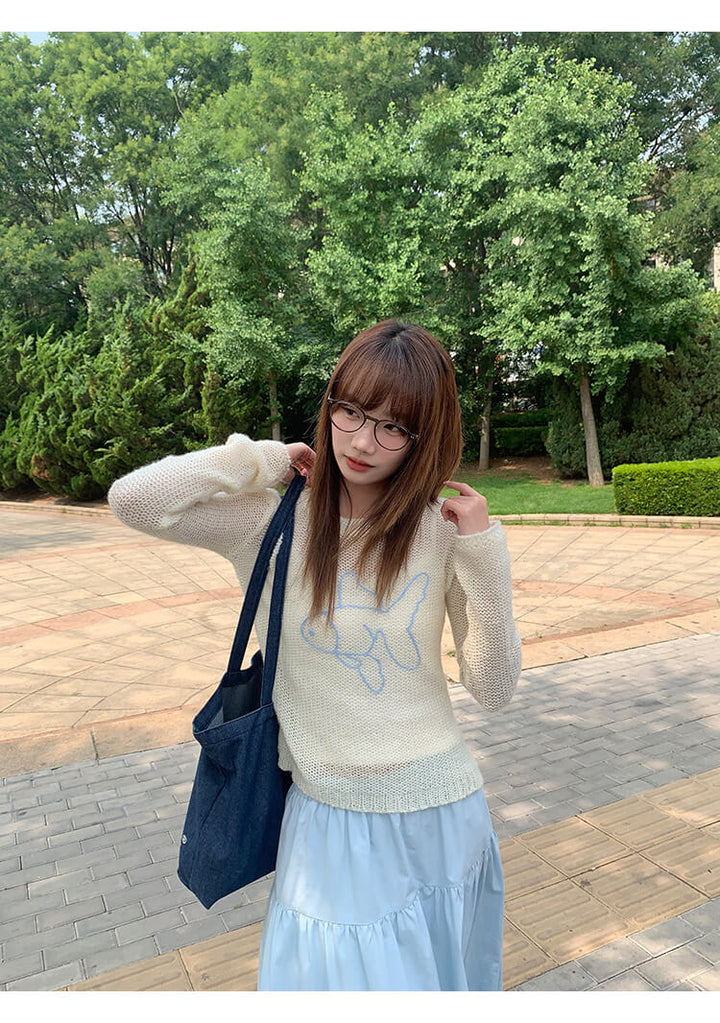 金魚 スリムフィット 長袖ニット - LUMIYUMI