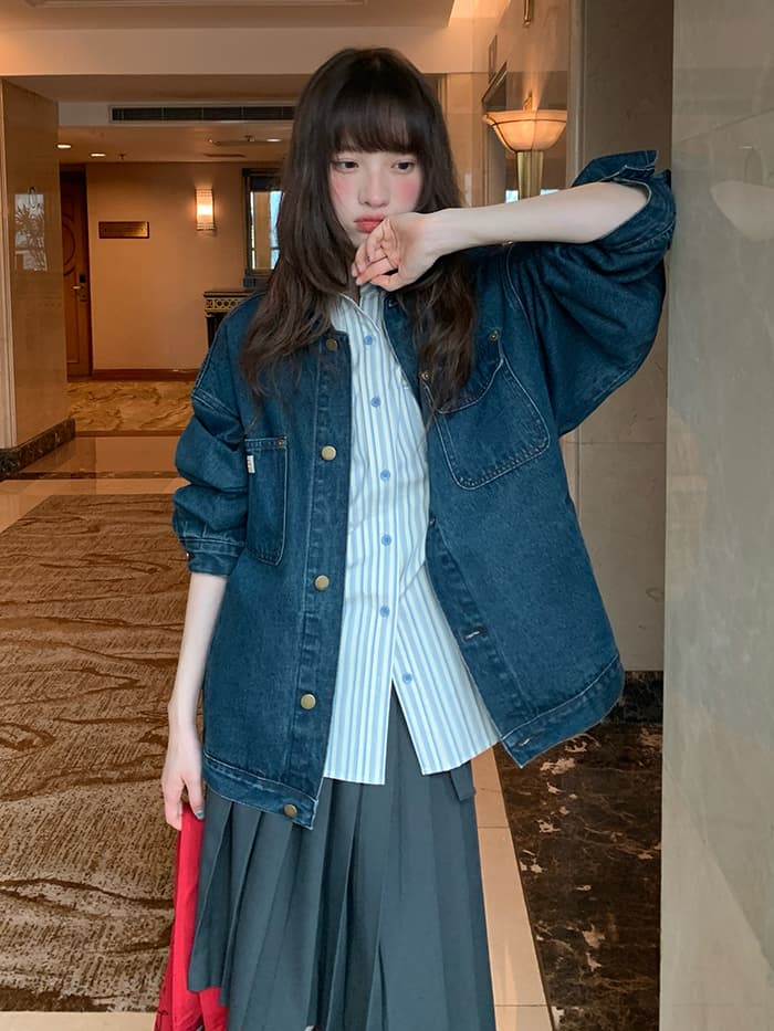 ルーズ ドロップショルダー ストライプ シャツ LUMIYUMI